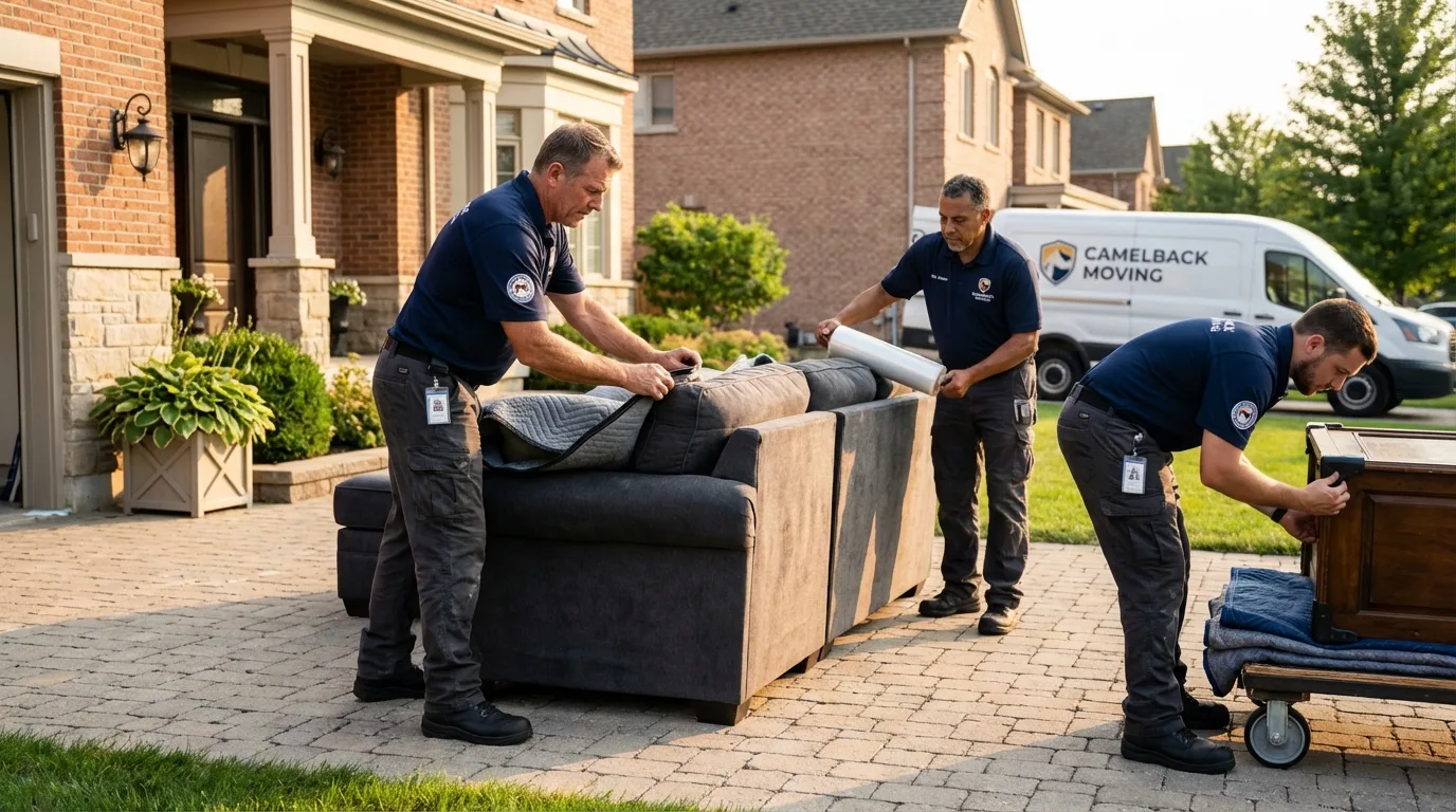 Large estate moving crew wrapping furniture in New Egypt, NJ