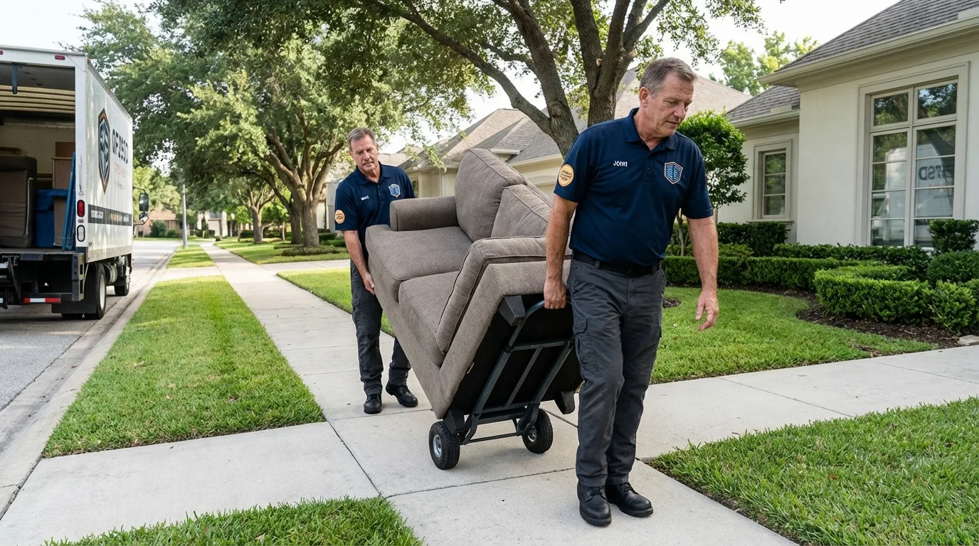 Local residential moving crew loading furniture in New Egypt, NJ